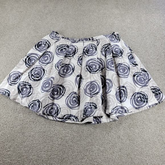 GAP Womens Skirt 16 White Blue Rosebud Abstract Swirl Pleated‎ Lined A-Line Mini - Picture 1 of 13